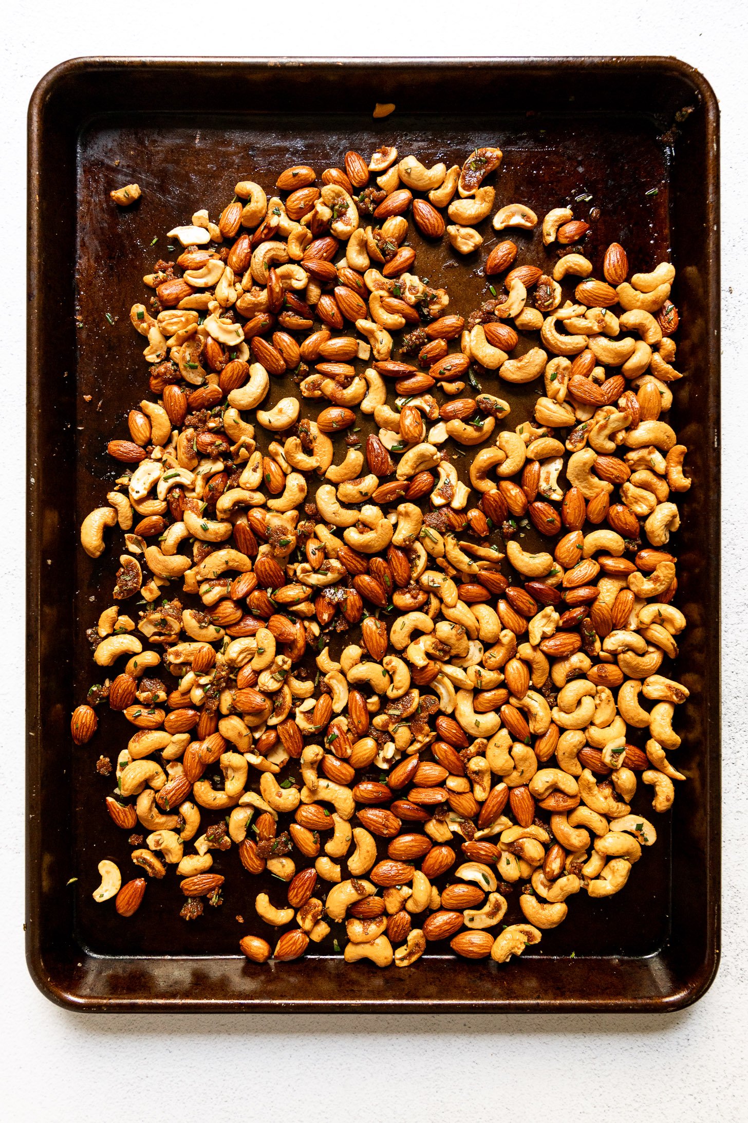 Roasted nuts mixed with sweet and spicy mix.