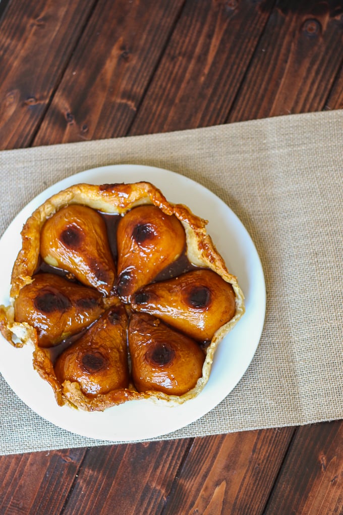 Pear Tart with Bourbon Caramel Sauce - served warm with ice cream, it's the perfect dessert!