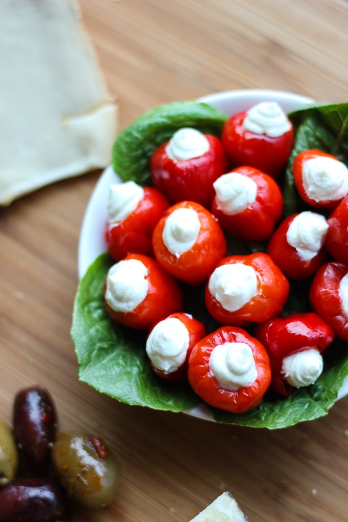 Goat Cheese Stuffed Peppadew Peppers - a super easy addition to your cheese platter or appetizers!