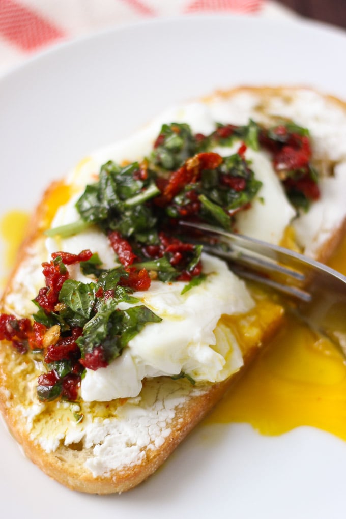 Egg, Basil, and Sun-Dried Tomato Toast // Fork in the Kitchen