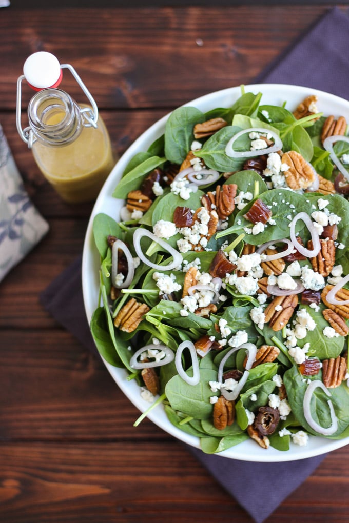Spinach Salad with Tangy Red Wine Vinaigrette // Fork in the Kitchen
