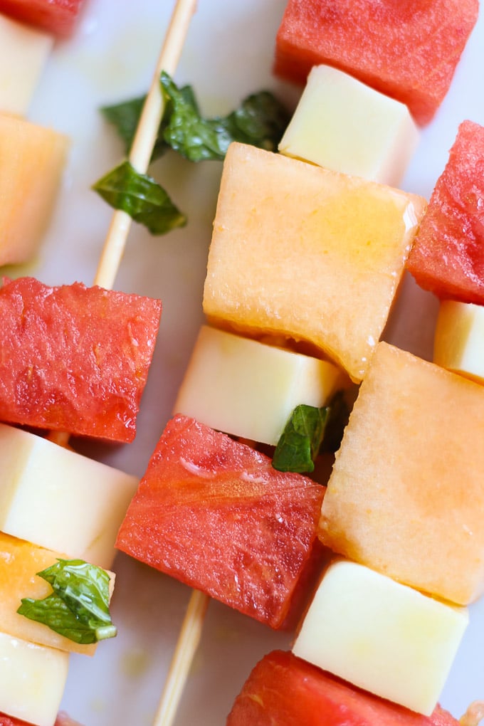 Melon Skewers with Mint Dressing // Fork in the Kitchen