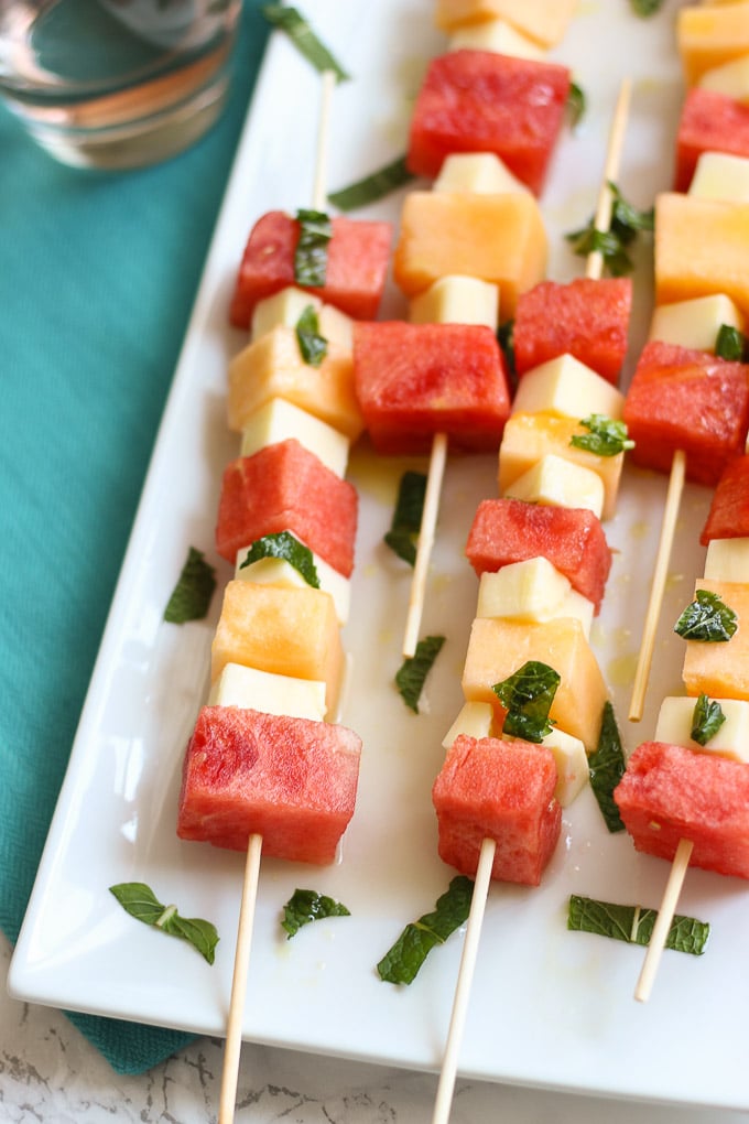Melon Skewers with Mint Dressing // Fork in the Kitchen