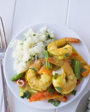Shrimp Coconut Curry with Cauliflower Rice // Fork in the Kitchen