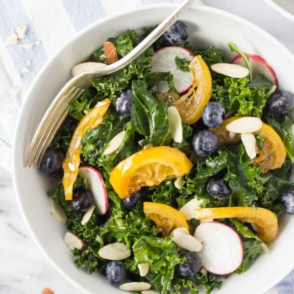 Blueberry Kale Salad w/ Candied Lemons | Fork in the Kitchen