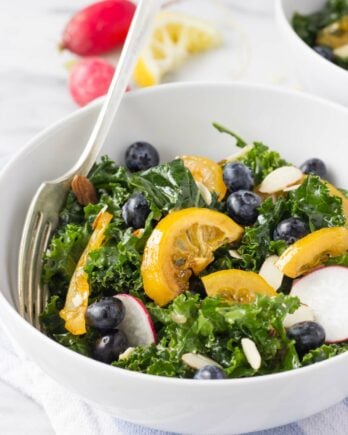 Blueberry Kale Salad w/ Candied Lemons | Fork in the Kitchen