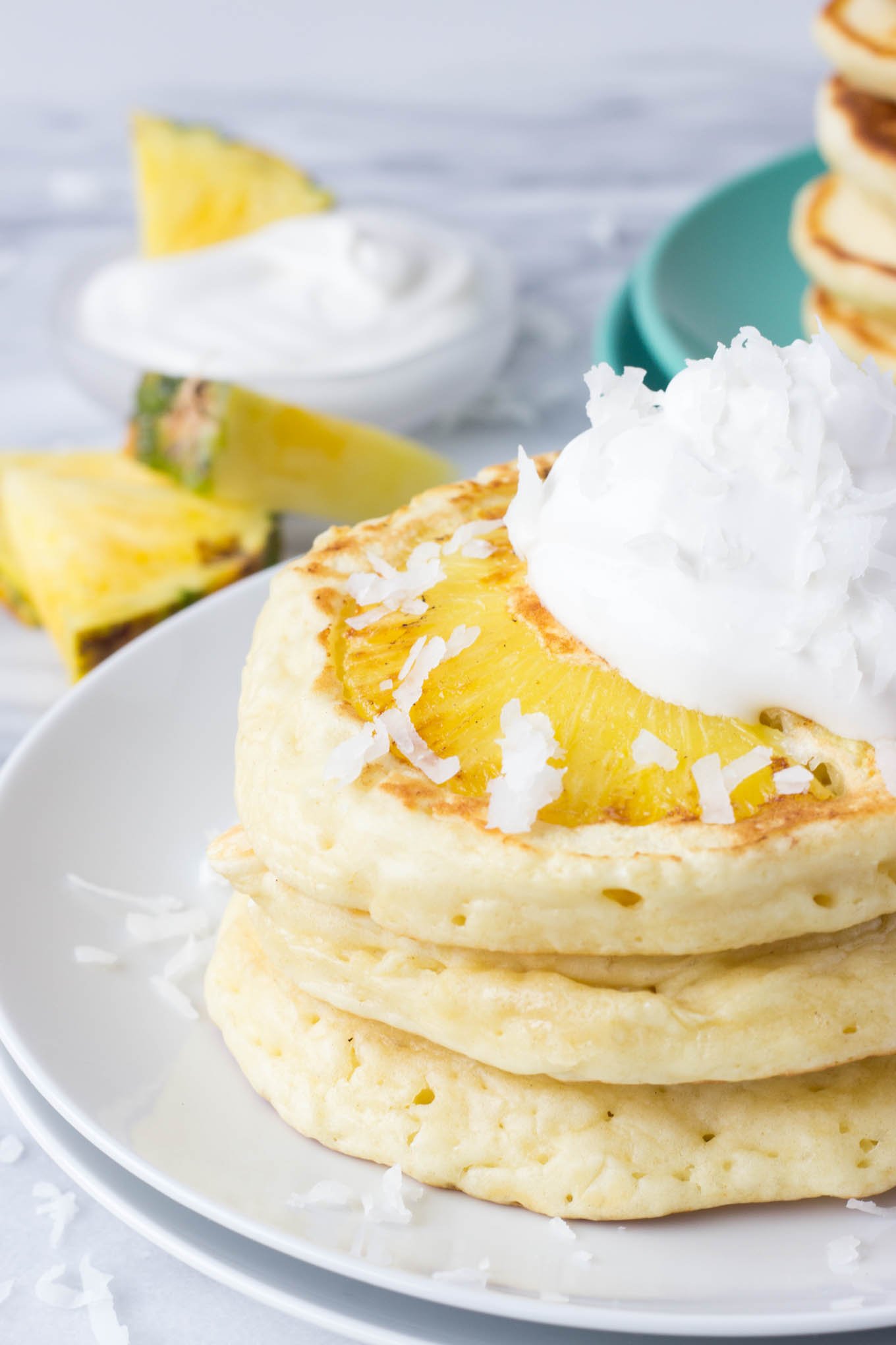 Pineapple Coconut Pancakes | Fork in the Kitchen