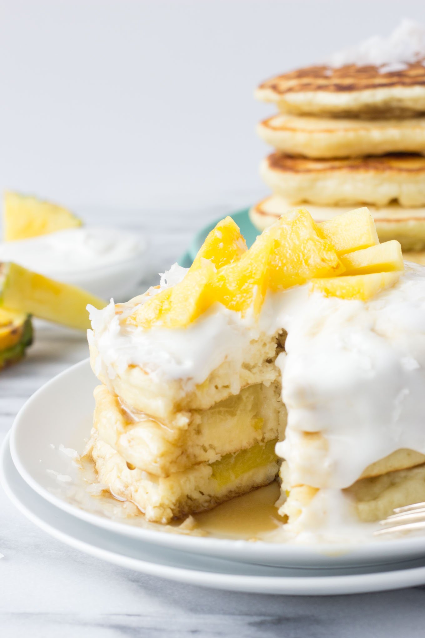 Pineapple Coconut Pancakes | Fork in the Kitchen