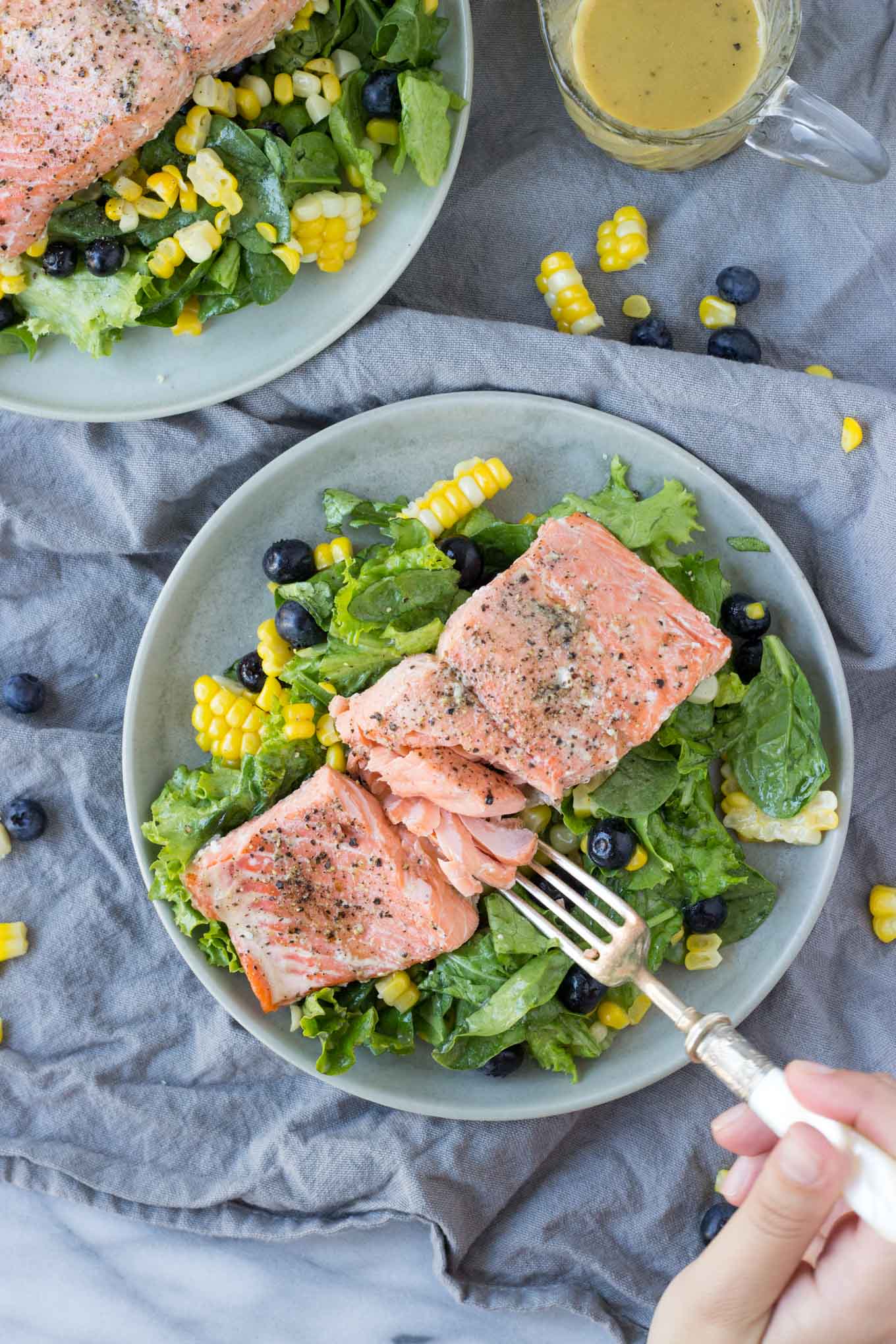 Salmon Blueberry Power Salad - a healthy recipe full of brain power foods! | Fork in the Kitchen