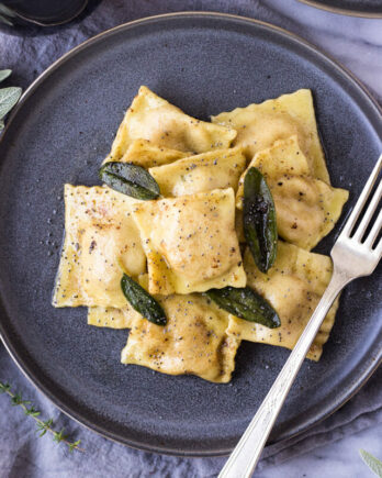 Roasted Butternut Squash Ravioli with Brown Butter Poppy Seed Sauce | Fork in the Kitchen