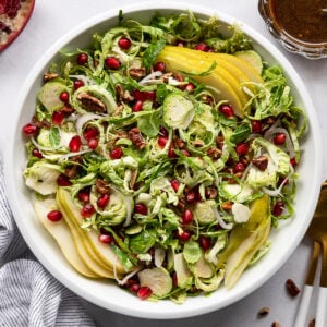 Bowl of shredded brussels sprout salad