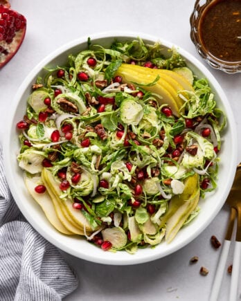 Bowl of shredded brussels sprout salad