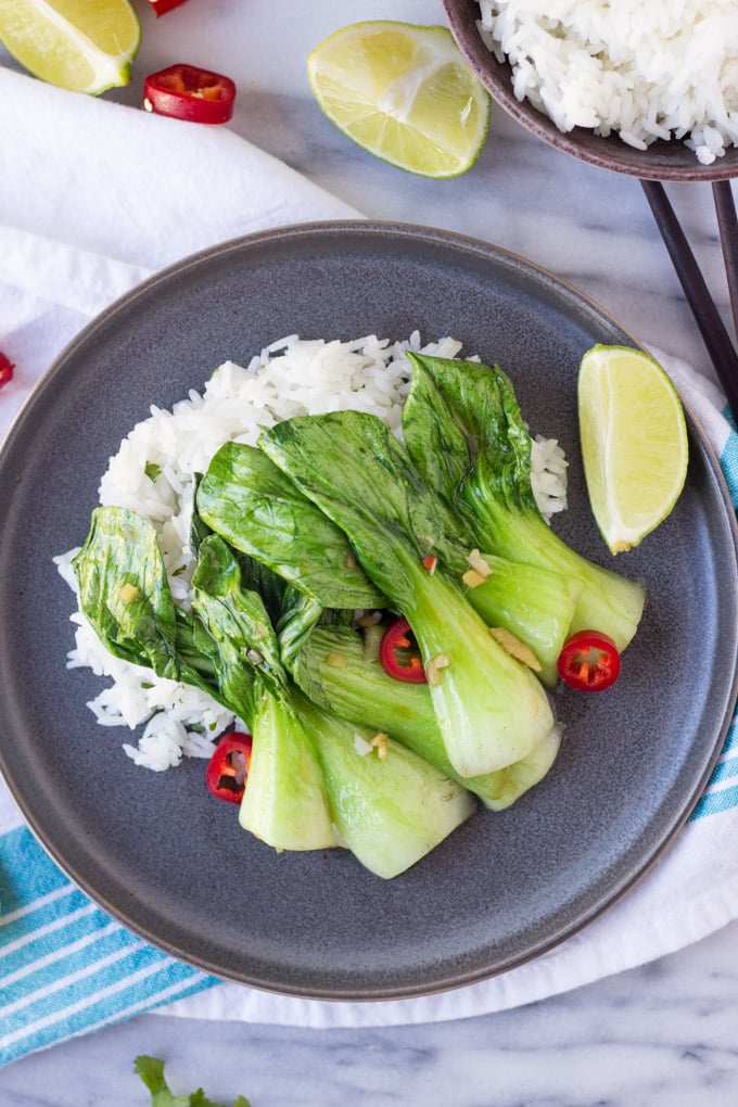Sautéed Baby Bok Choy for Two - an easy, quick, healthy side dish full of flavor! | Fork in the Kitchen