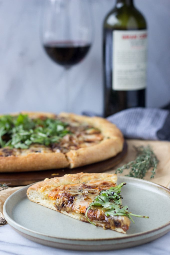 A slice of Caramelized Onion and Sweet Potato Pizza | Fork in the Kitchen