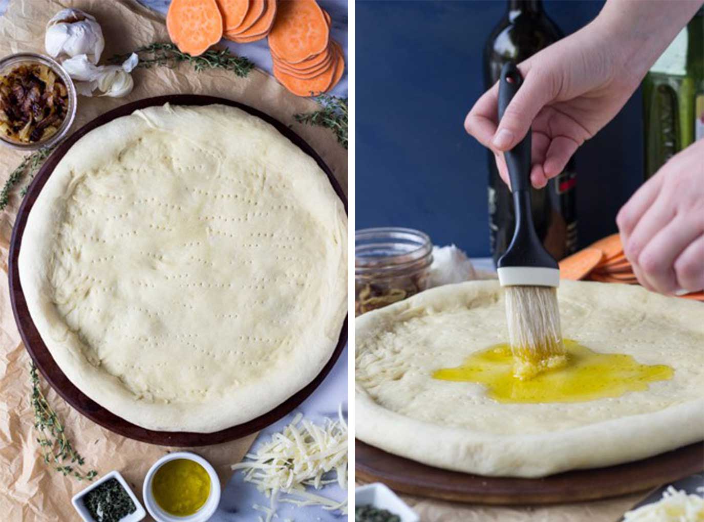 Garlic and Olive Oil Spread | Caramelized Onion and Sweet Potato Pizza | Fork in the Kitchen