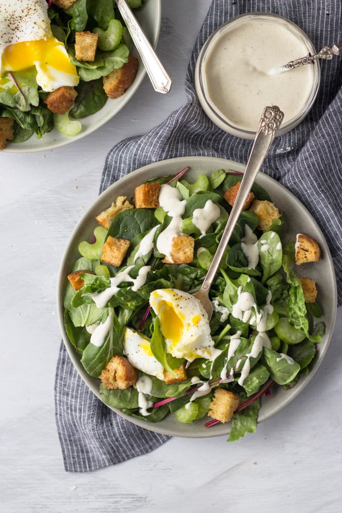 Simple Dijon Salad with Poached Egg