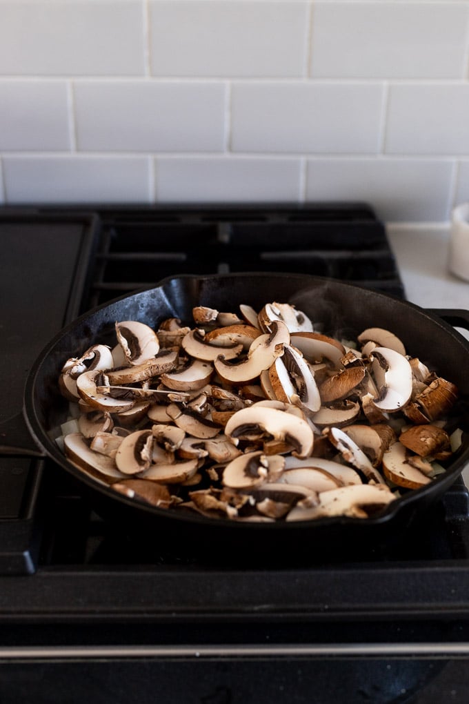 Mushrooms before cooking in skillet.