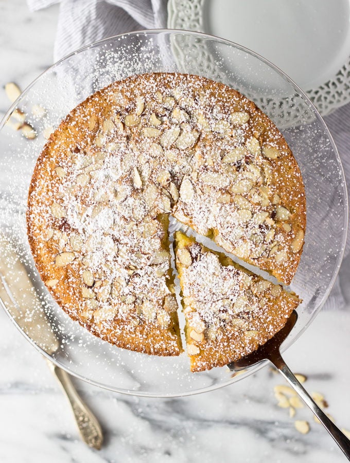 Almond Cardamom Cake is light and moist with strong almond flavor and a subtle complex cardamom flavor - excellent with coffee and best served warm with a sprinkle of powdered sugar!