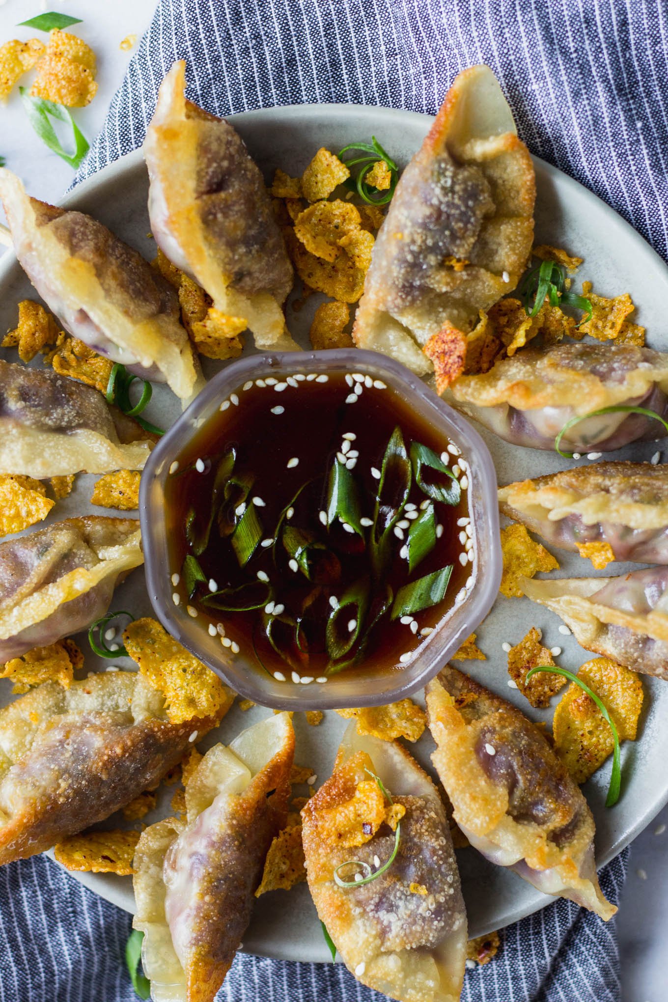 Vegetable Potstickers with Ponzu Sauce - homemade vegetarian potstickers that are easy to make, and full of flavor! Serve with homemade ponzu sauce for a gourmet appetizer! | Fork in the Kitchen