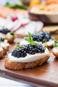 Blackberry Burrata Mint Crostini - the ultimate summer appetizer - easy and requires little prep work, full of fresh flavors, and pairs well with your favorite wine! | Fork in the Kitchen