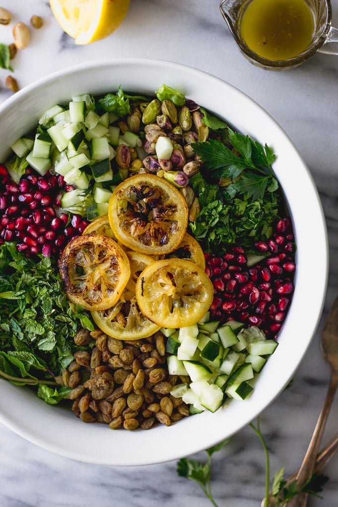 Vibrant Middle Eastern Salad - a simple salad bursting with flavor!  | Fork in the Kitchen