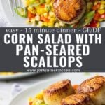 Scallops on corn salad