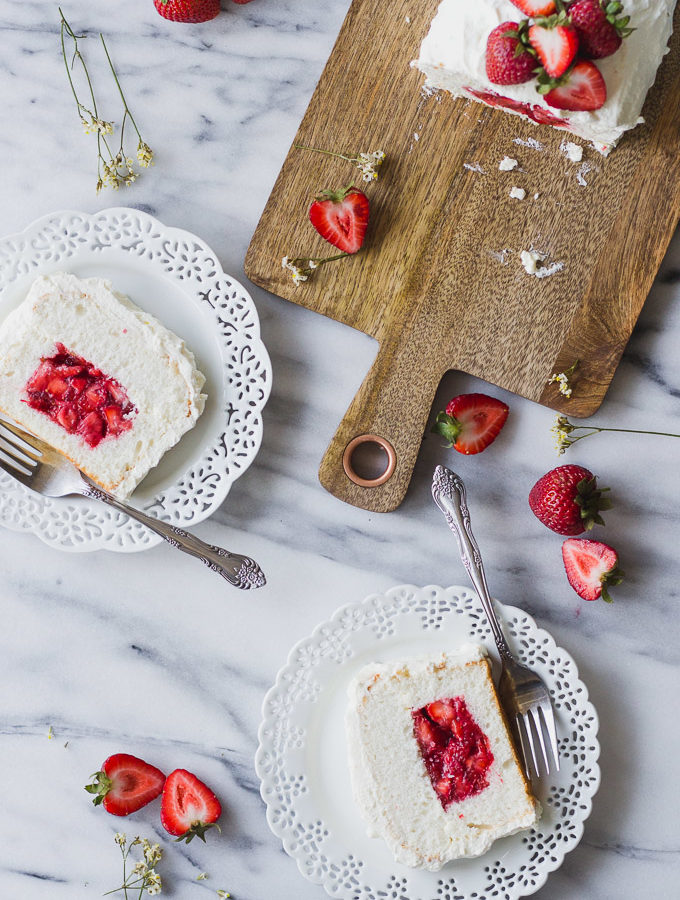 Angel Food Cake with Strawberry Filling | Fork in the Kitchen