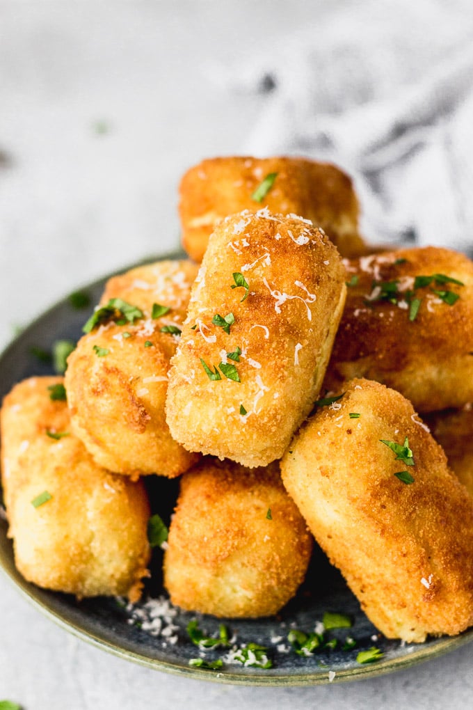 pile of potato croquettes on plate