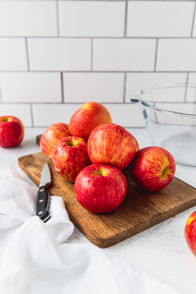 Apples on cutting board