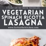Vegetarian Spinach Ricotta Lasagna Pinterest Image