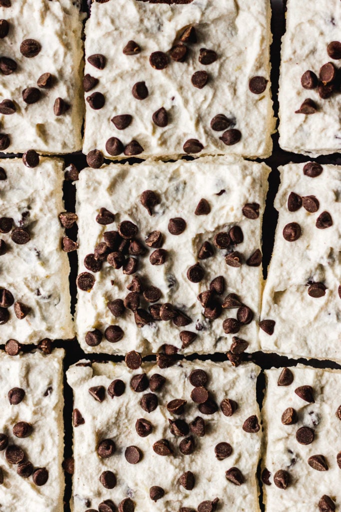 cannoli brownies overhead by fork in the kitchen