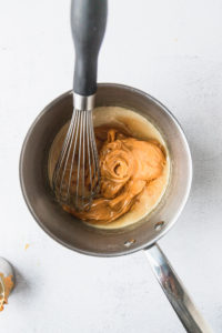 Peanut butter in saucepan.