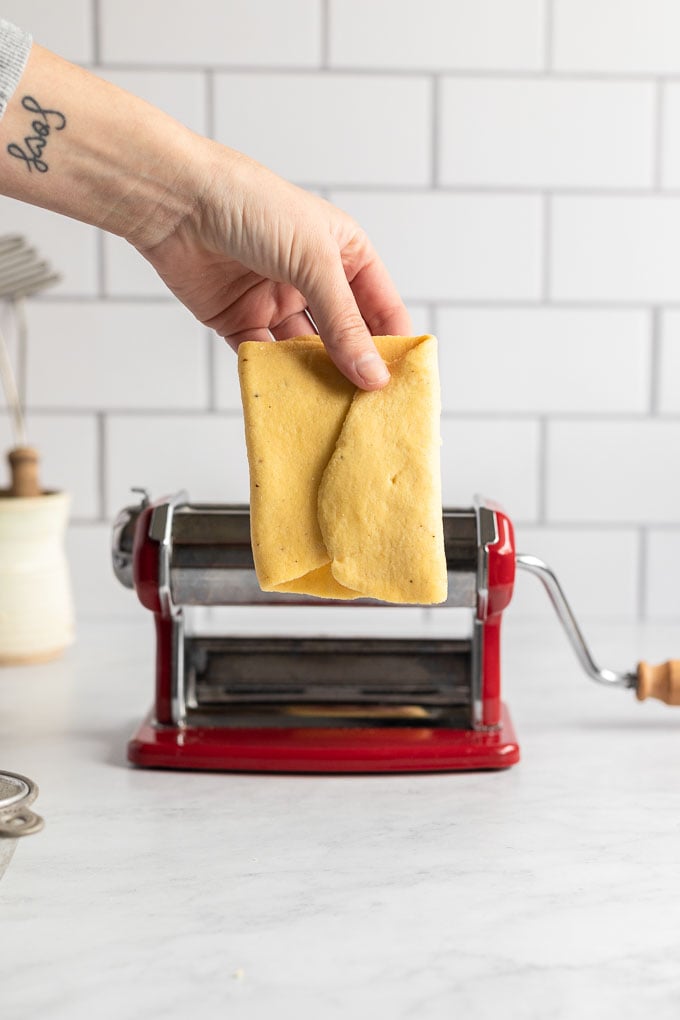 Folded pasta dough.