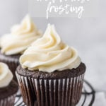 guinness cupcakes with cream cheese frosting by fork in the kitchen