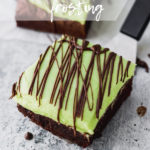 peppermint brownies with mint cream cheese frosting by fork in the kitchen