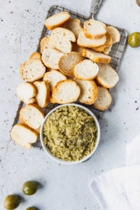 olive tapenade with baguette crisps