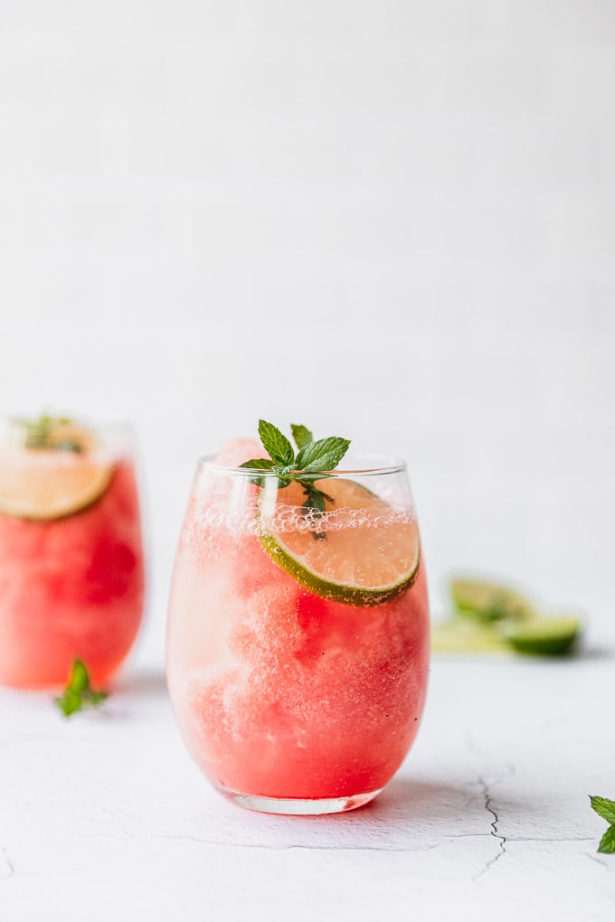 watermelon mocktail for summer in a wine glass