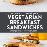 Vegetarian breakfast sandwiches with title
