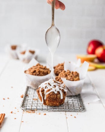drizzle onto apple cinnamon muffin on tray