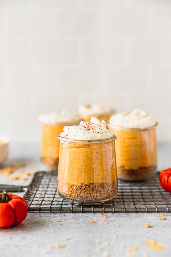 jars of pumpkin mousse on tray