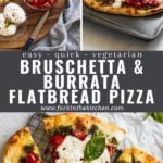 Bruschetta and burrata flatbread pin with title overlay