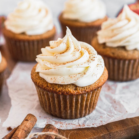 Apple Cider Cupcakes with Bourbon Cream Cheese Frosting - Fork in the ...