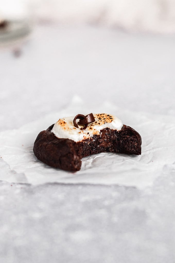 hot chocolate cookie with bite out of it