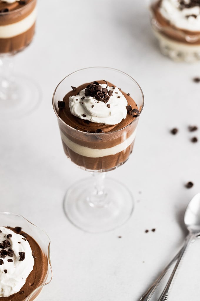 glasses filled with chocolate mousse
