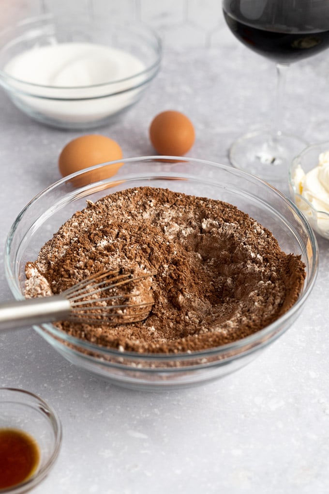 dry ingredients in mixing bowl with whisk