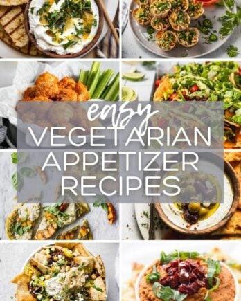 Collage of vegetarian recipes with text overlay "easy vegetarian appetizer recipes"