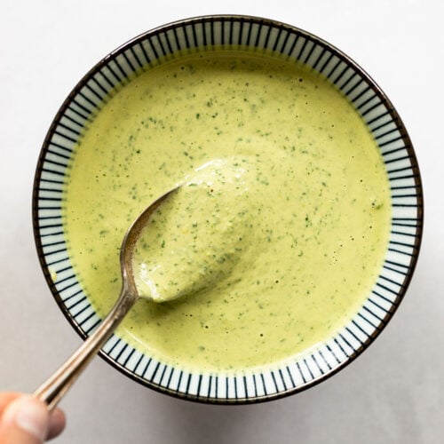 Lemon Garlic Green Tahini Sauce (5 Minutes!)