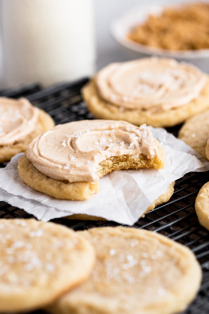 Frosted brown sugar cookie.