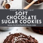 Chocolate sugar cookie pinterest image