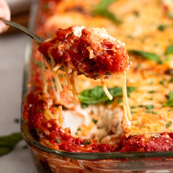 Cheesy Vegetarian Baked Spaghetti - Fork in the Kitchen